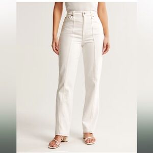 Abercrombie & Fitch Cream 90’s straight ultra high rise CURVE LOVE & LONG